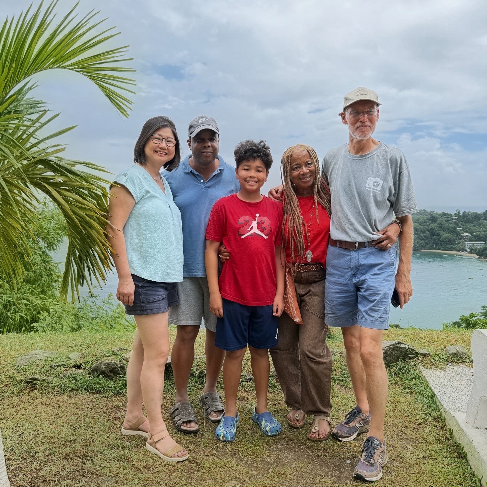 Family by the Tobago coast
