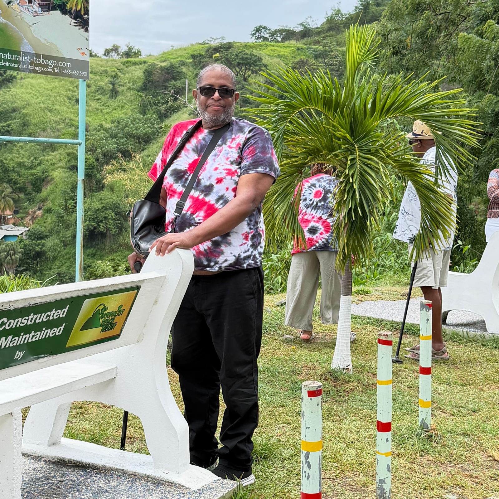 Victor, the organizer of the reunion, at a Tobago lookout